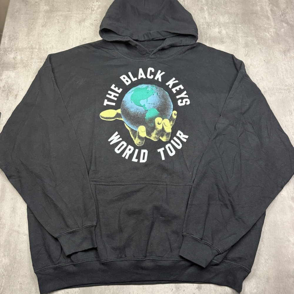The Black Keys Hoodie World Tour Hoodie Pullover Sweatshirt Size XXL Black